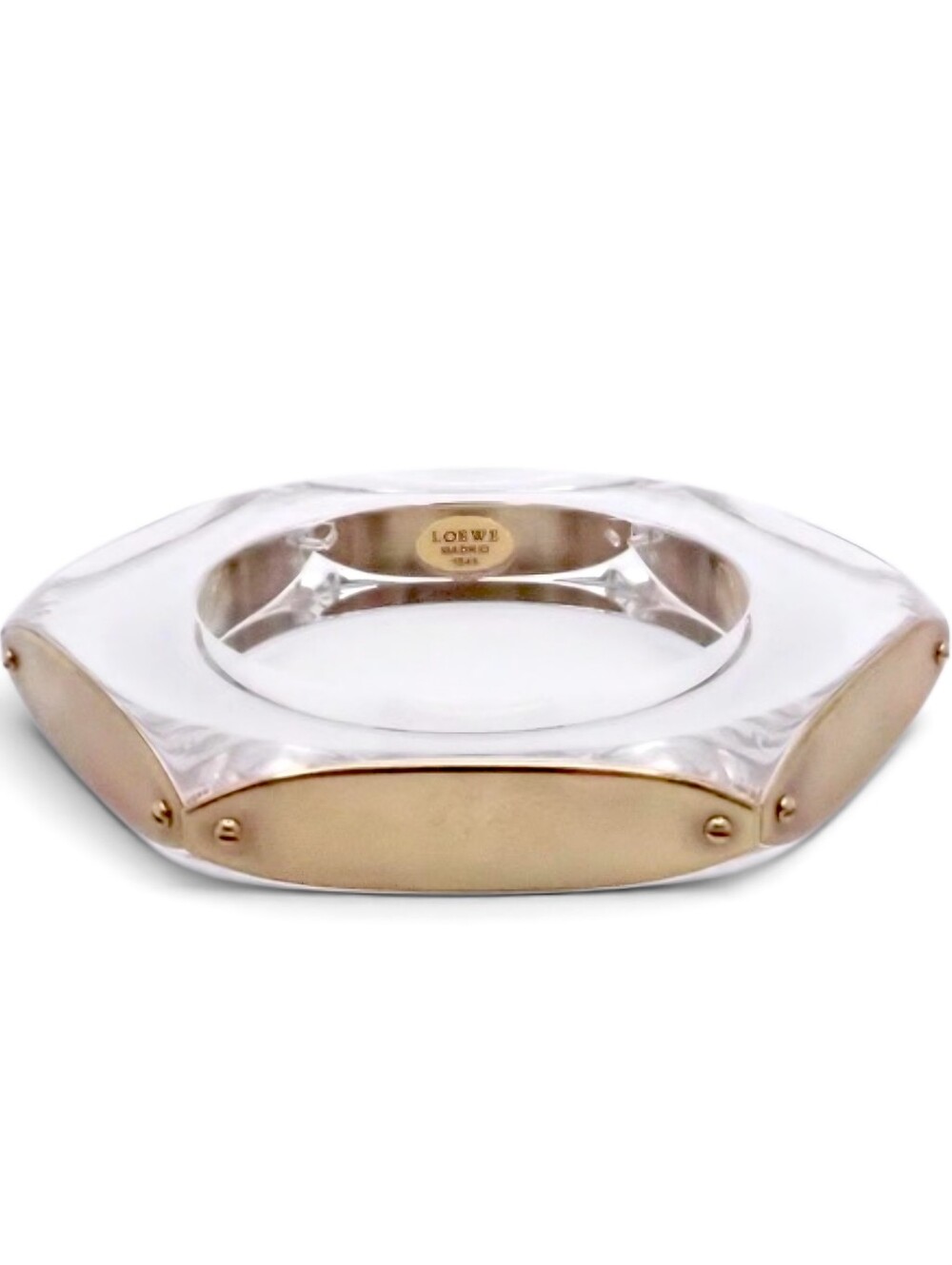 Loewe Bangle Bracelet Clear Resin Octagonal with Gold-Tone Panels